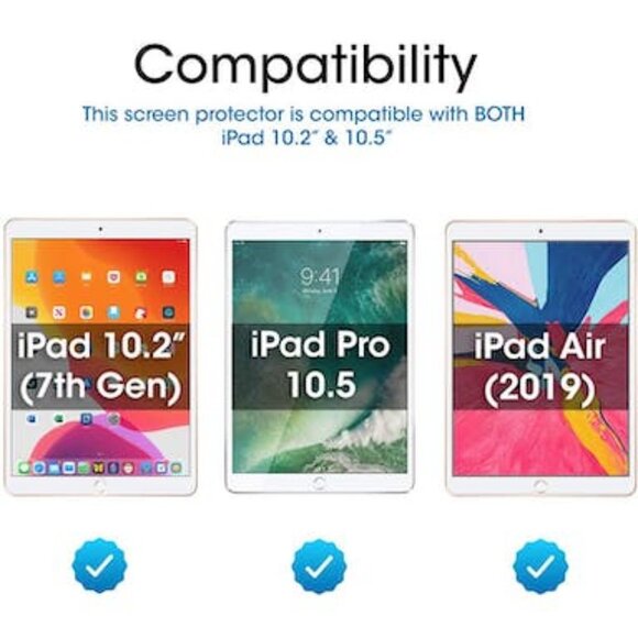 amFilm Screen Protector for iPad 7/ iPad Air 3 (2 Pack) - Picture 3 of 4